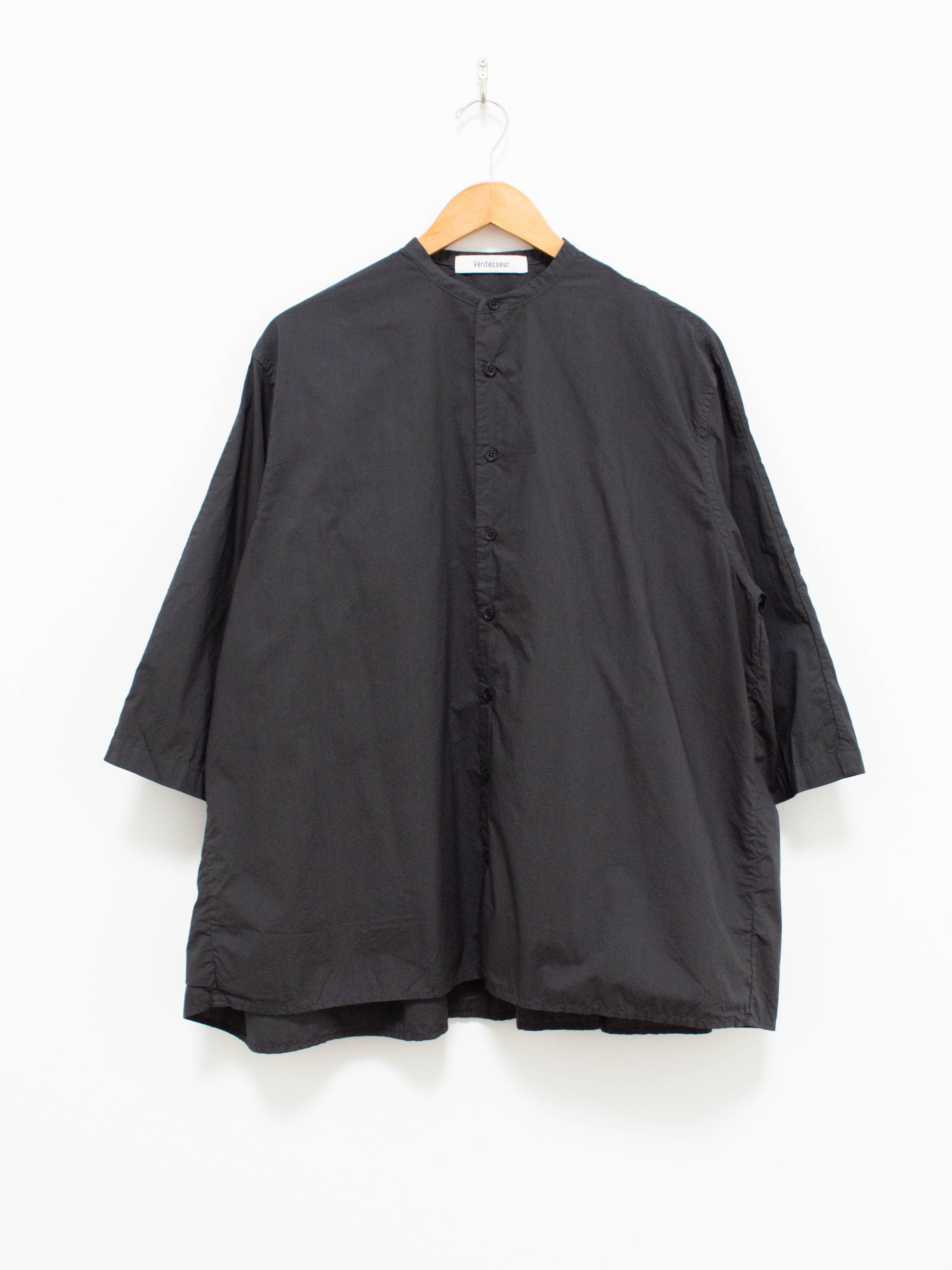 Namu Shop - Veritecoeur Typewriter Cotton Gather Back Shirt - Charcoal