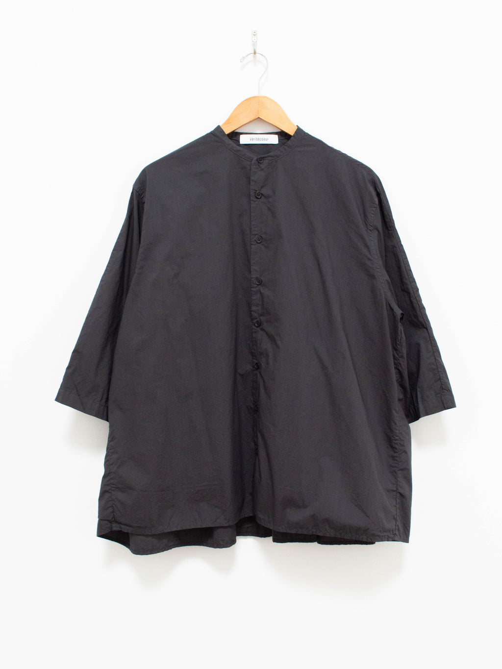 Namu Shop - Veritecoeur Typewriter Cotton Gather Back Shirt - Charcoal