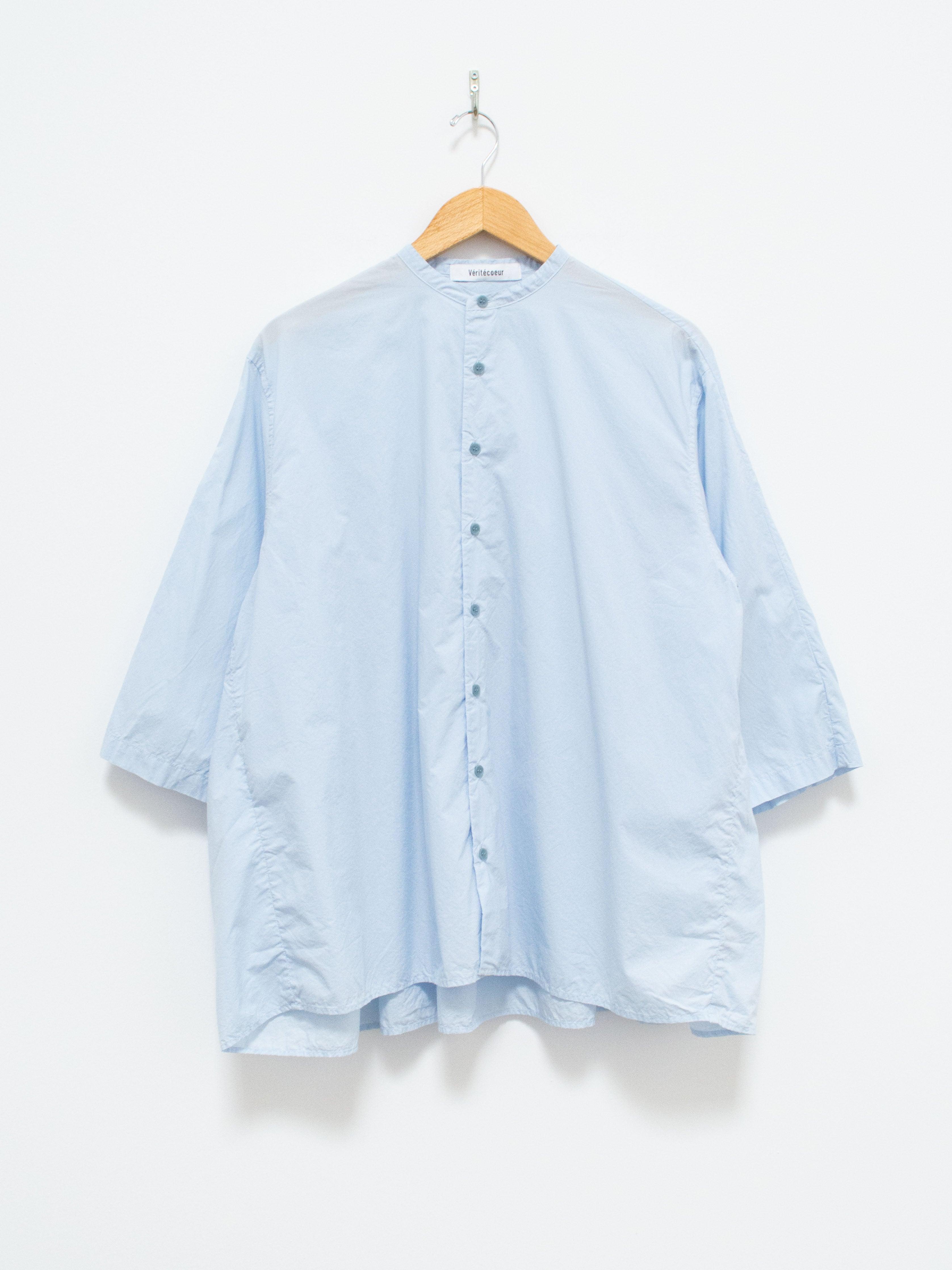 Namu Shop - Veritecoeur Typewriter Cotton Gather Back Shirt - Light Blue