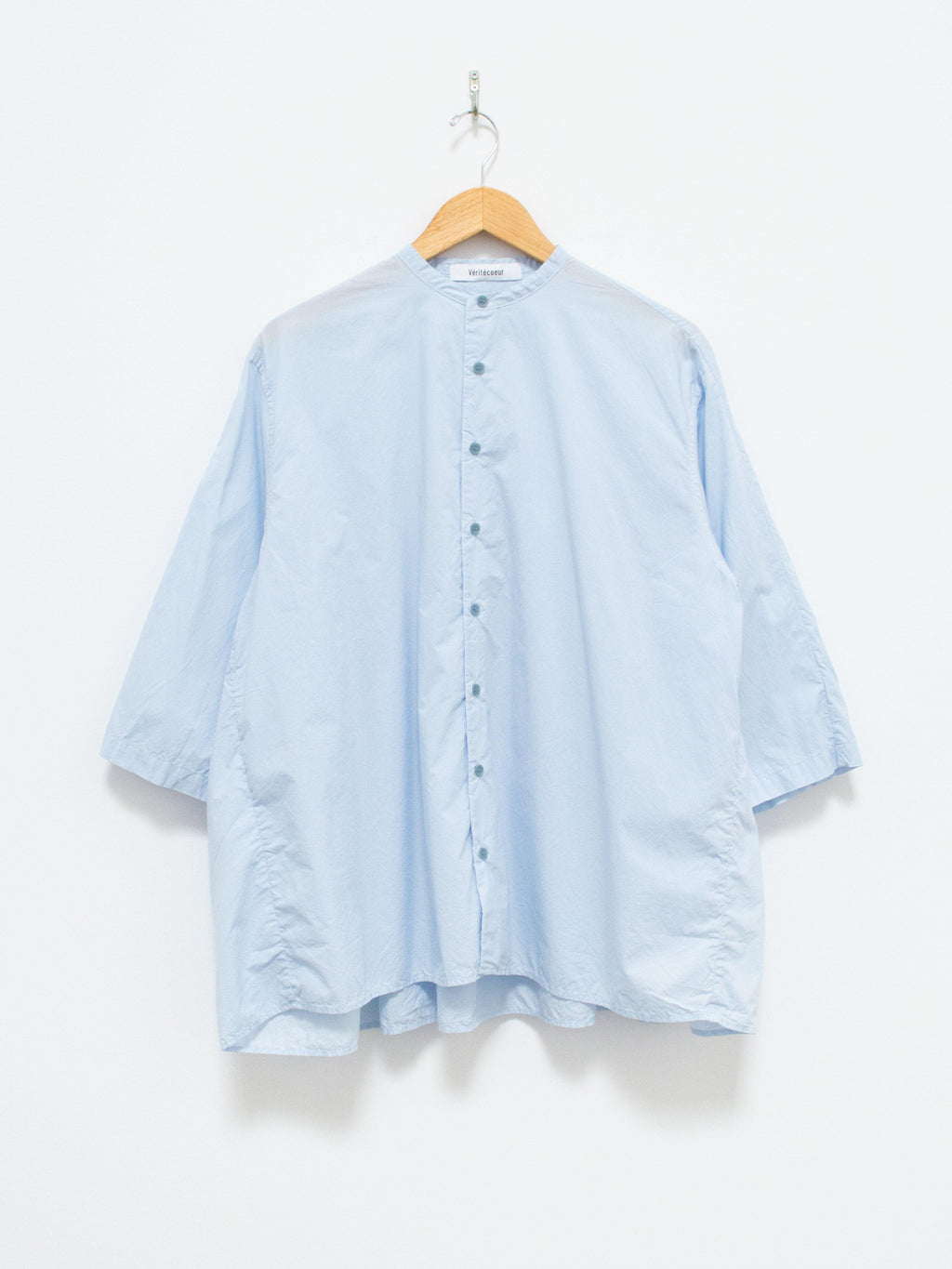 Namu Shop - Veritecoeur Typewriter Cotton Gather Back Shirt - Light Blue