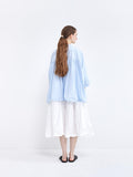 Namu Shop - Veritecoeur Typewriter Cotton Gather Back Shirt - Light Blue