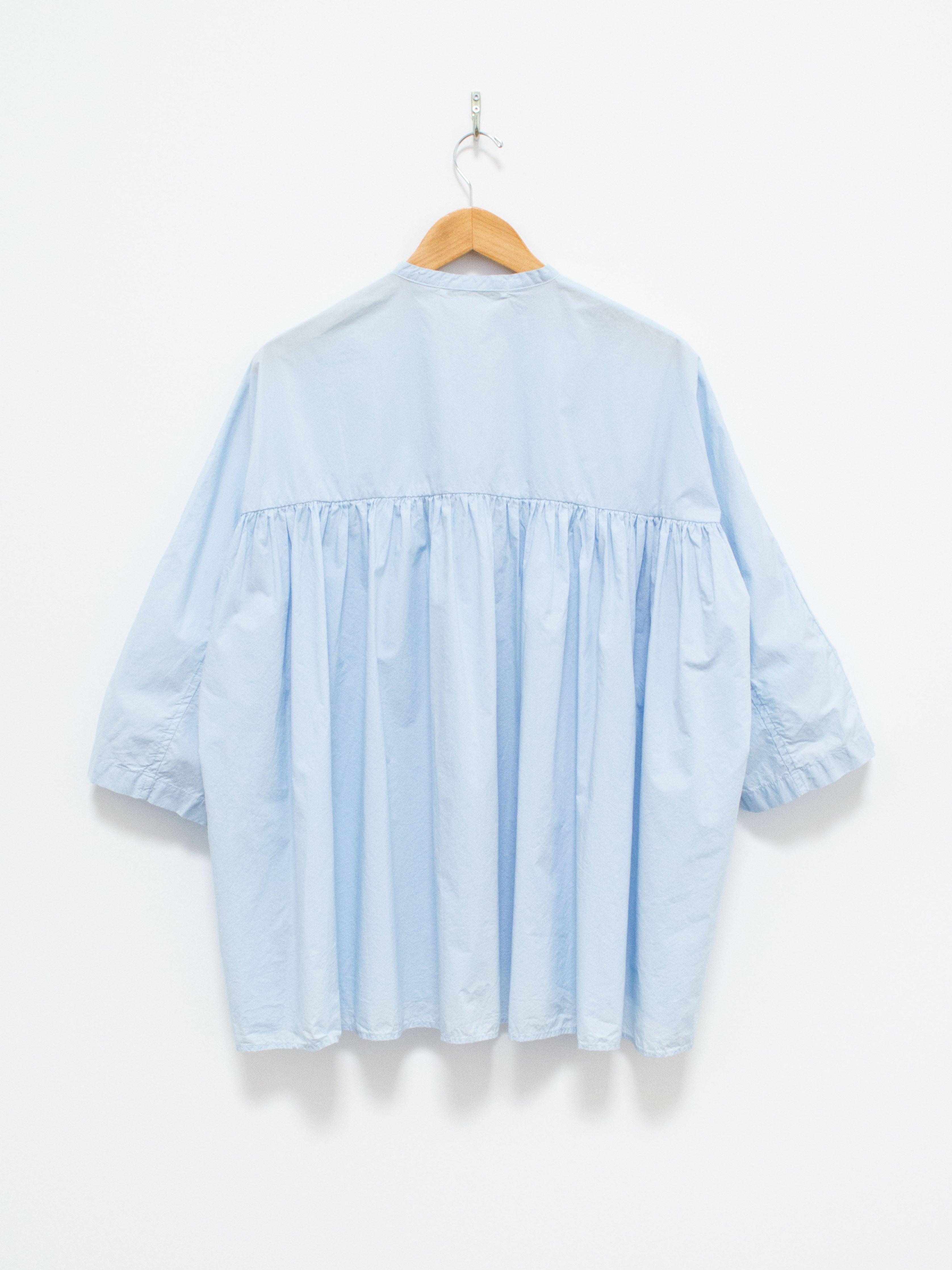 Namu Shop - Veritecoeur Typewriter Cotton Gather Back Shirt - Light Blue