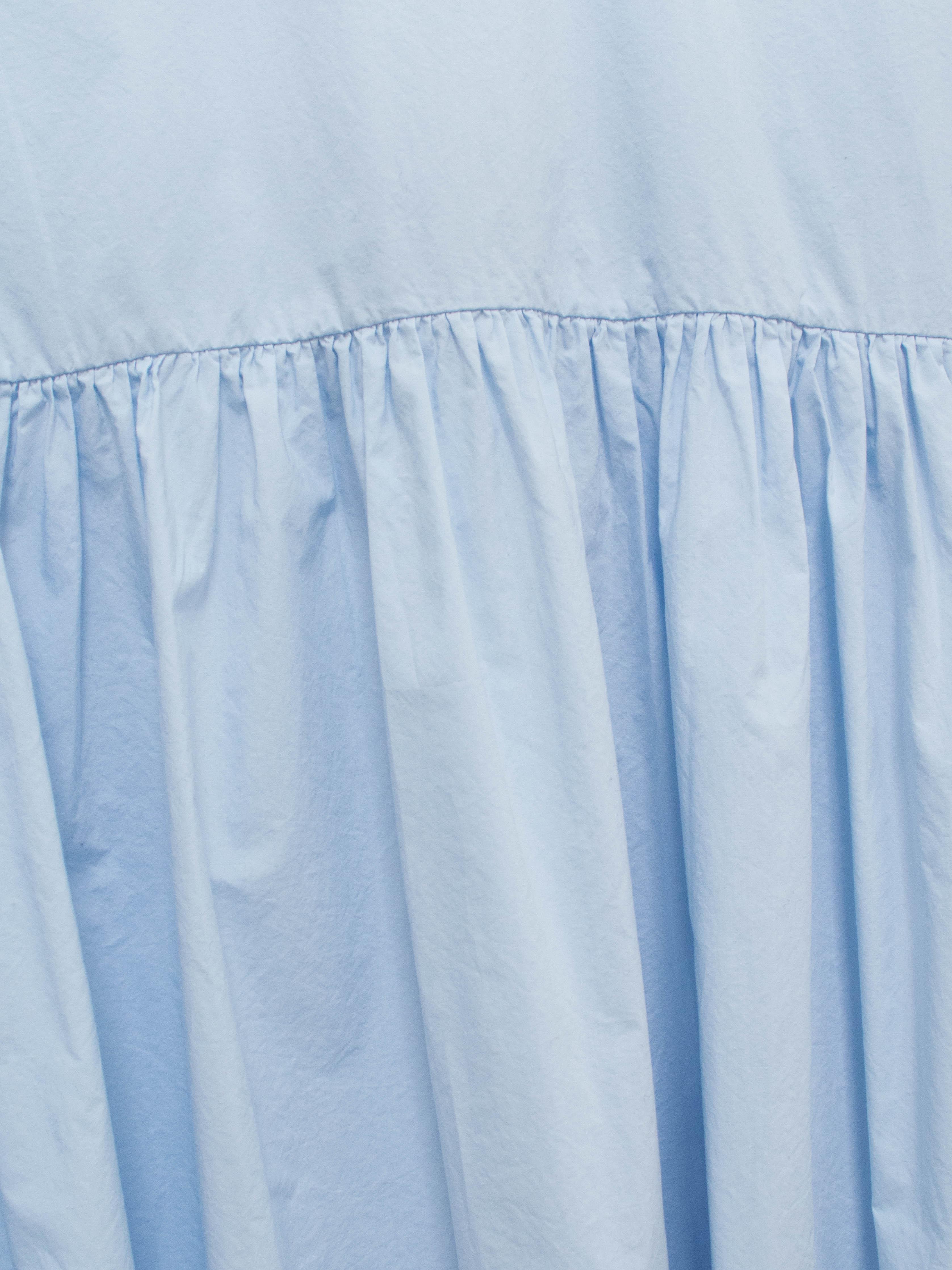 Namu Shop - Veritecoeur Typewriter Cotton Gather Back Shirt - Light Blue