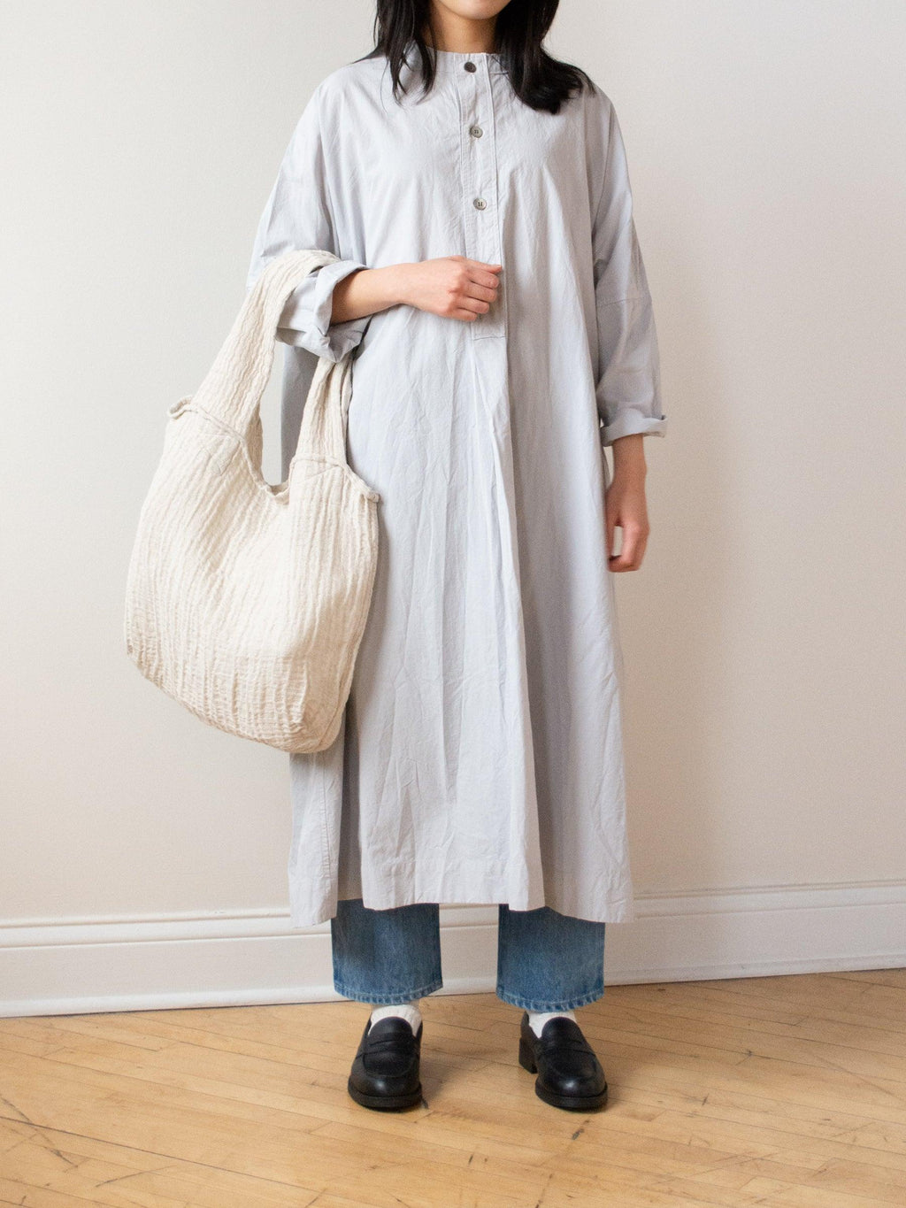 Namu Shop - Veritecoeur Typewriter Cotton Shirt Dress - Ash