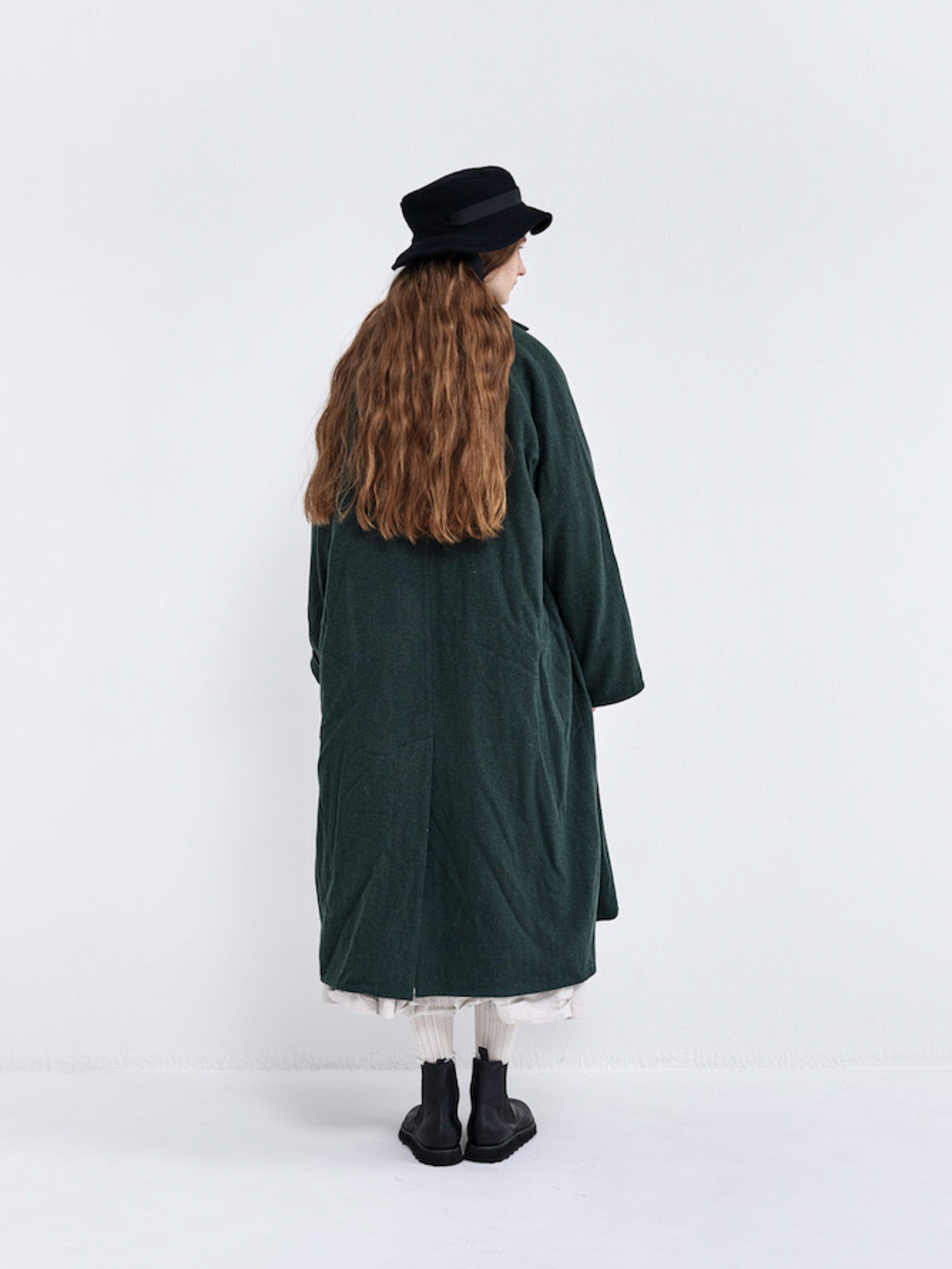 Namu Shop - Veritecoeur Wool Stand Collar Coat - Moss Green