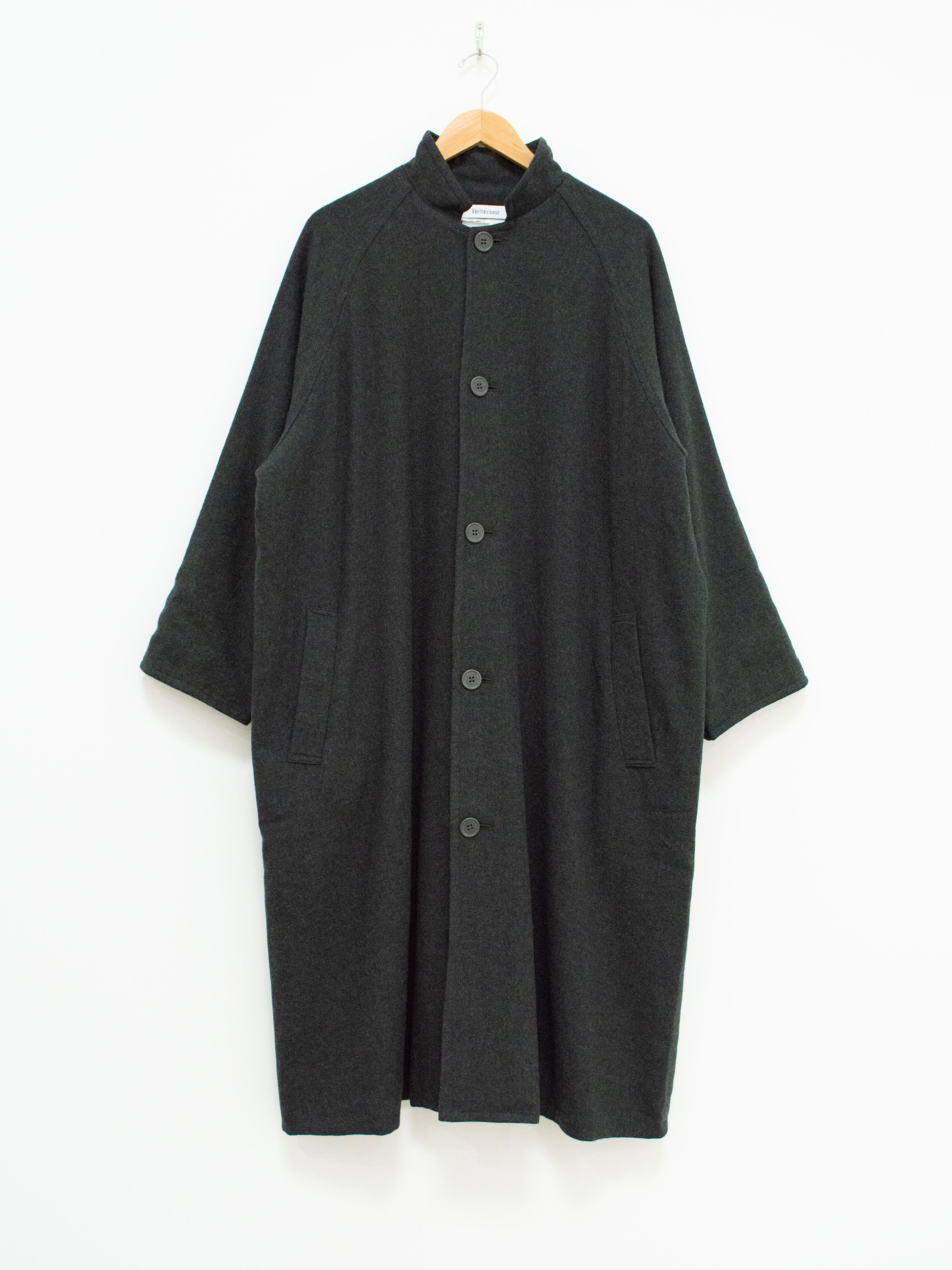 Namu Shop - Veritecoeur Wool Stand Collar Coat - Moss Green