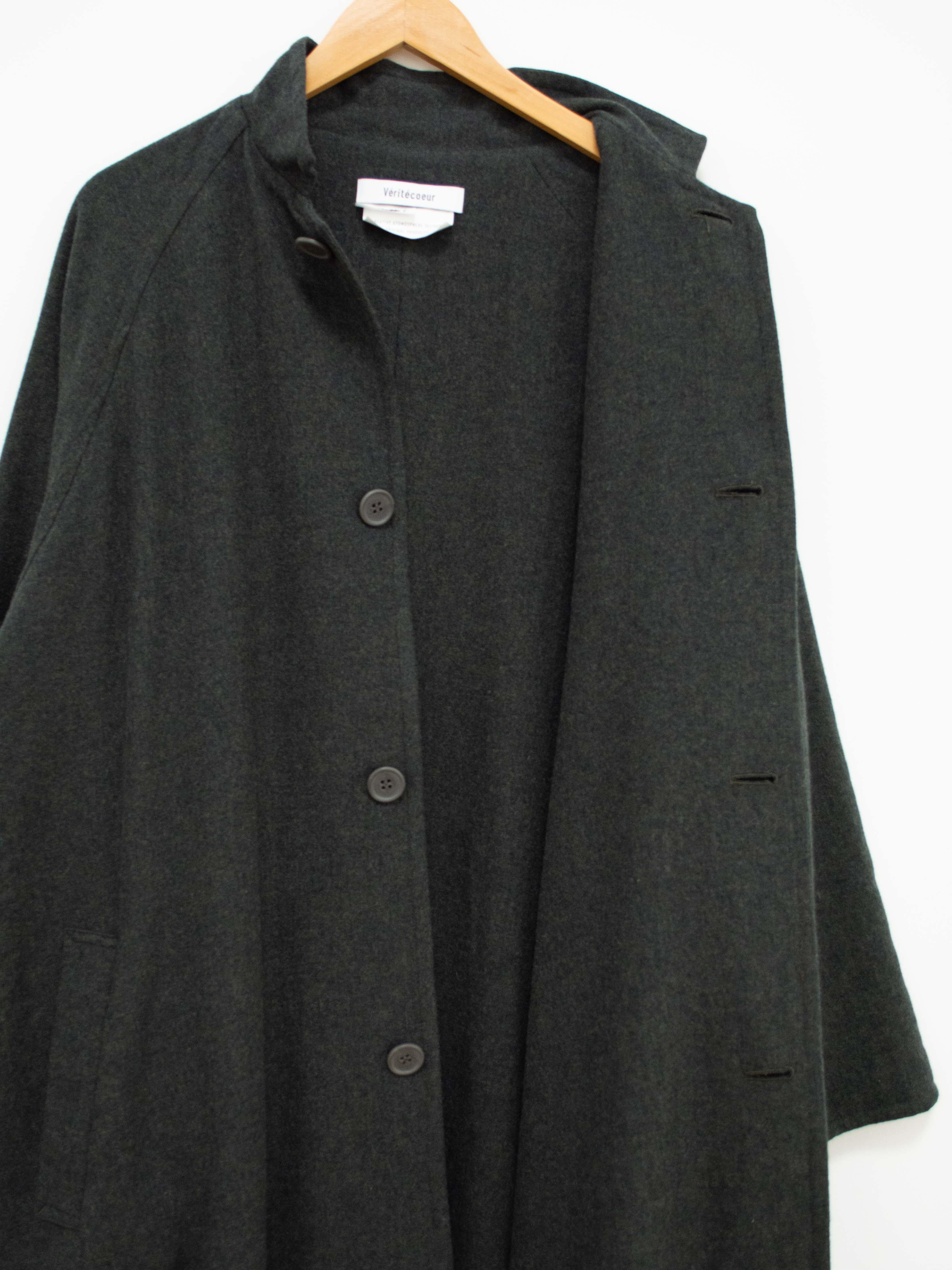 Namu Shop - Veritecoeur Wool Stand Collar Coat - Moss Green