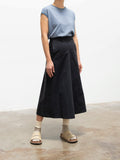 Namu Shop - Yleve Finx Cotton Chino Flare Skirt - Navy