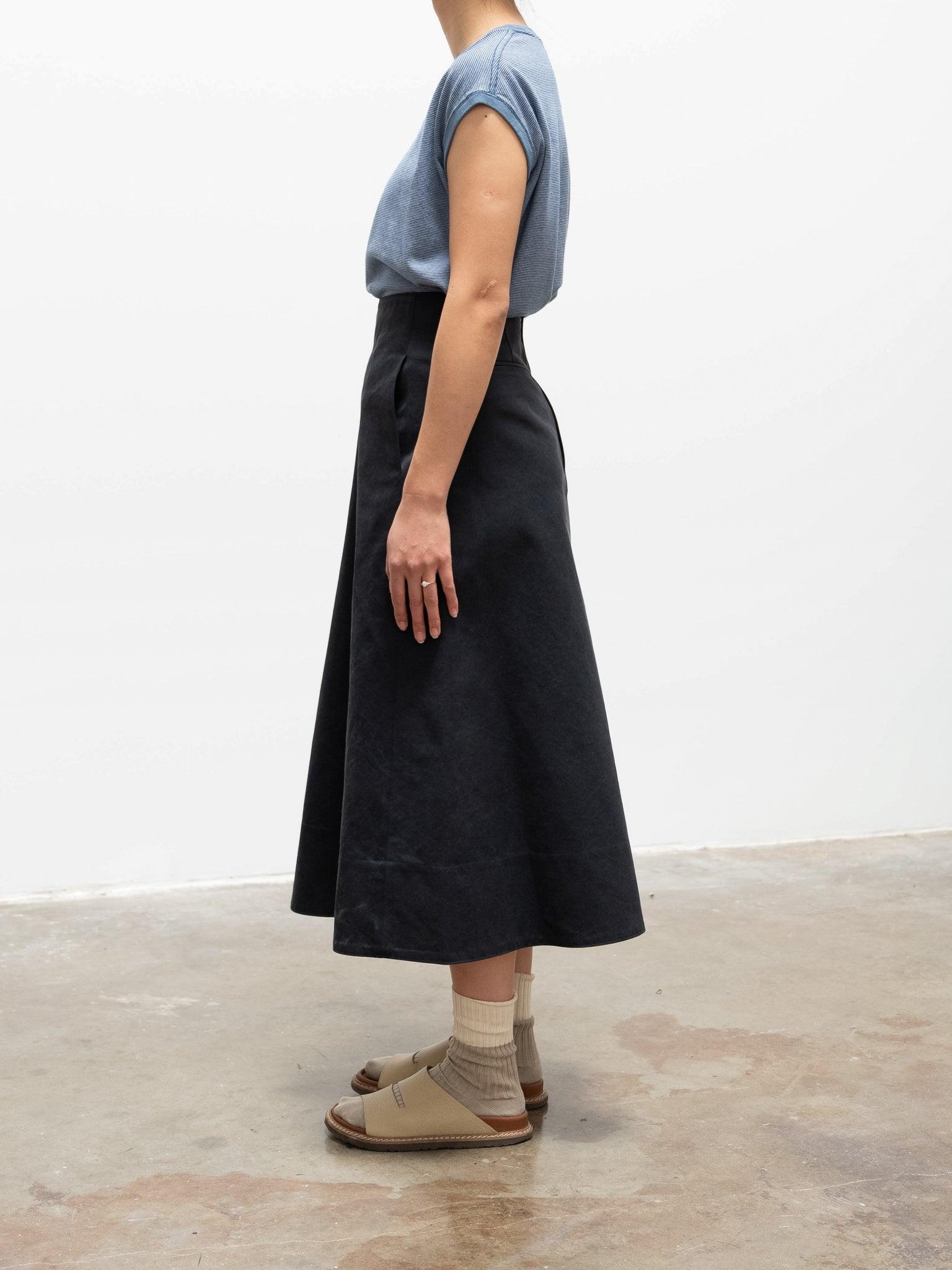 Namu Shop - Yleve Finx Cotton Chino Flare Skirt - Navy