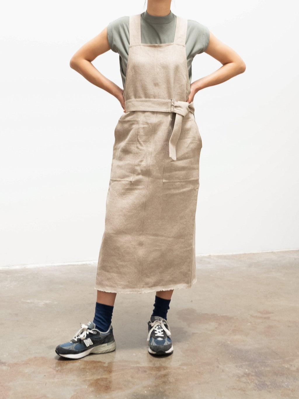 Namu Shop - Yleve Linen Canvas Apron Dress - Natural
