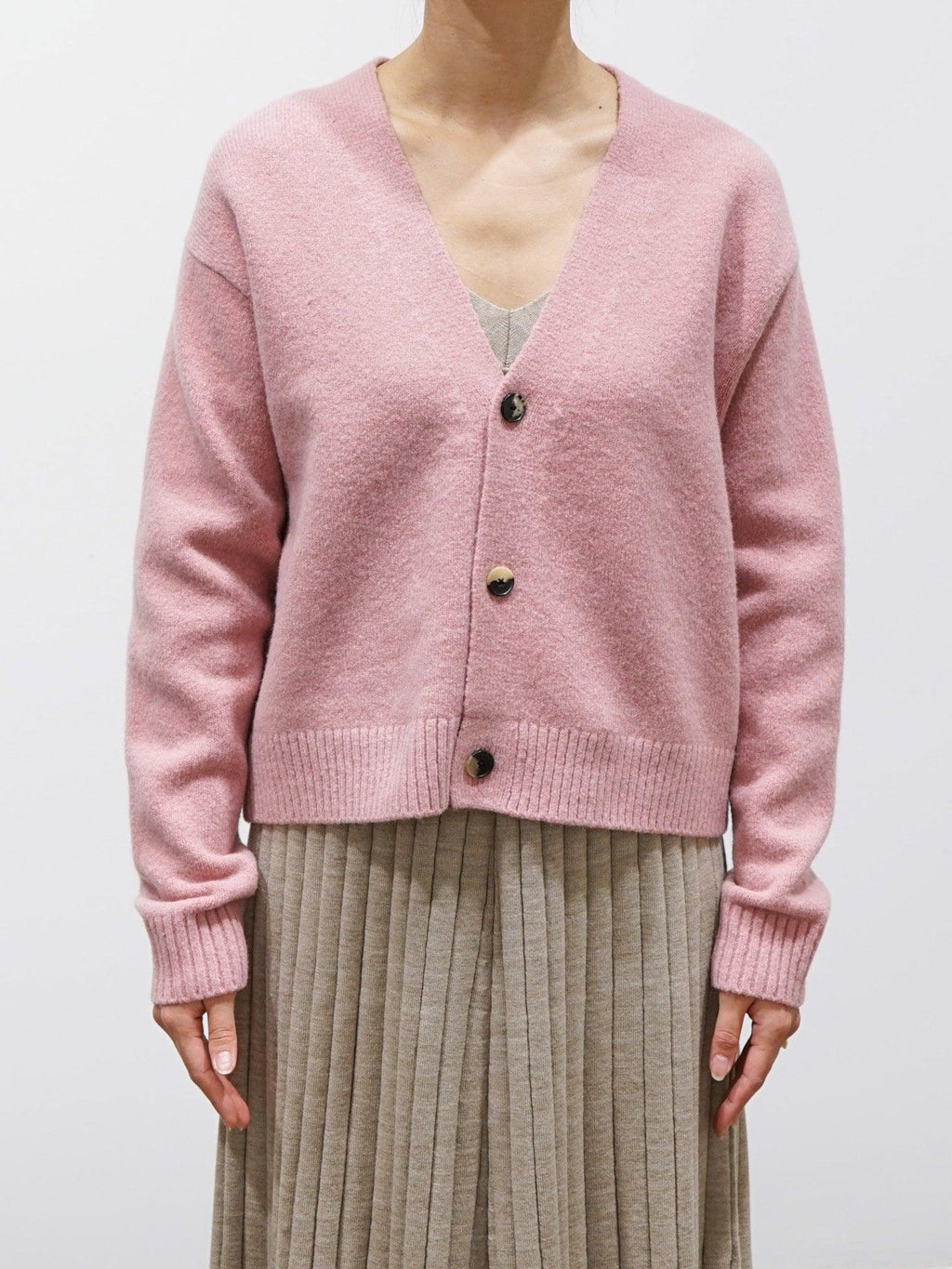 Namu Shop - Yleve Wool Boucle Short Cardigan - Pink