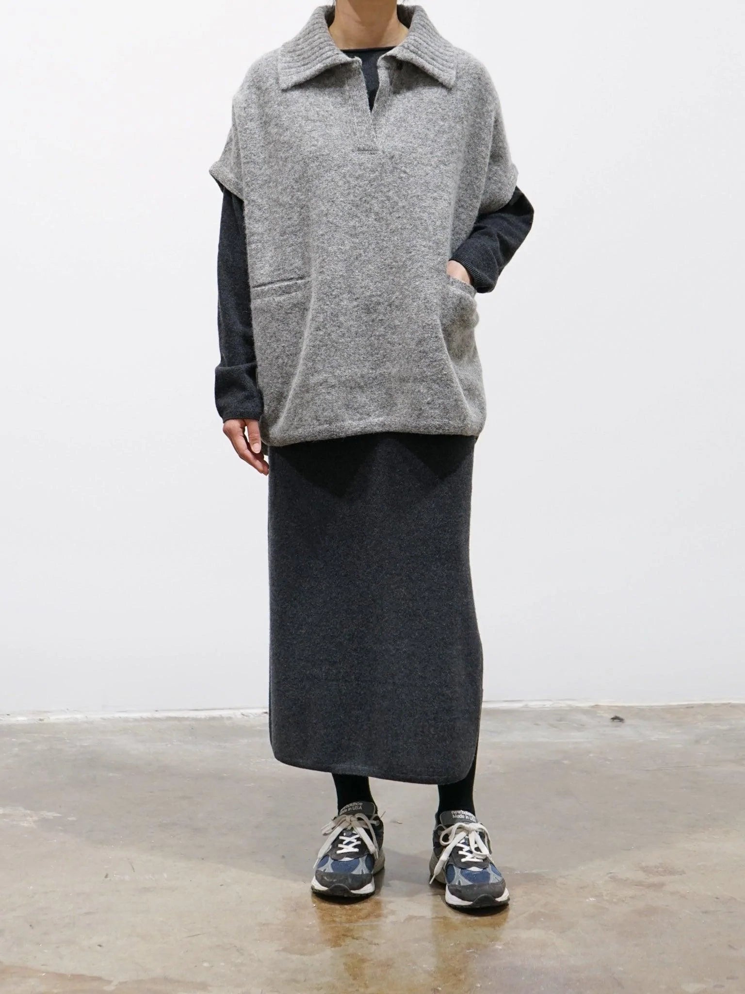 Namu Shop - Yleve Wool Cashmere Skirt - Charcoal