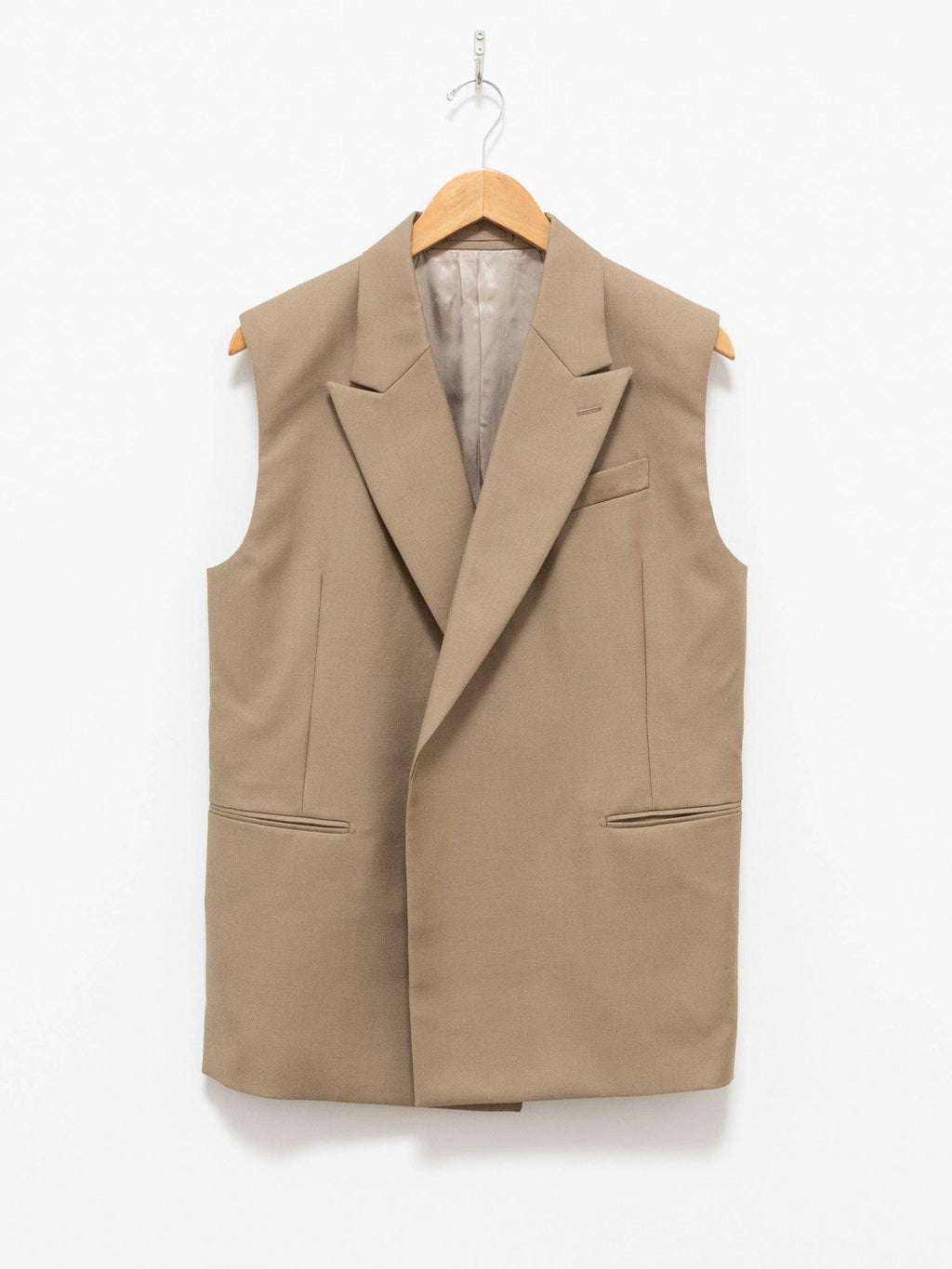 Namu Shop - Yleve Wool Gabardine Sleeveless Jacket - Khaki