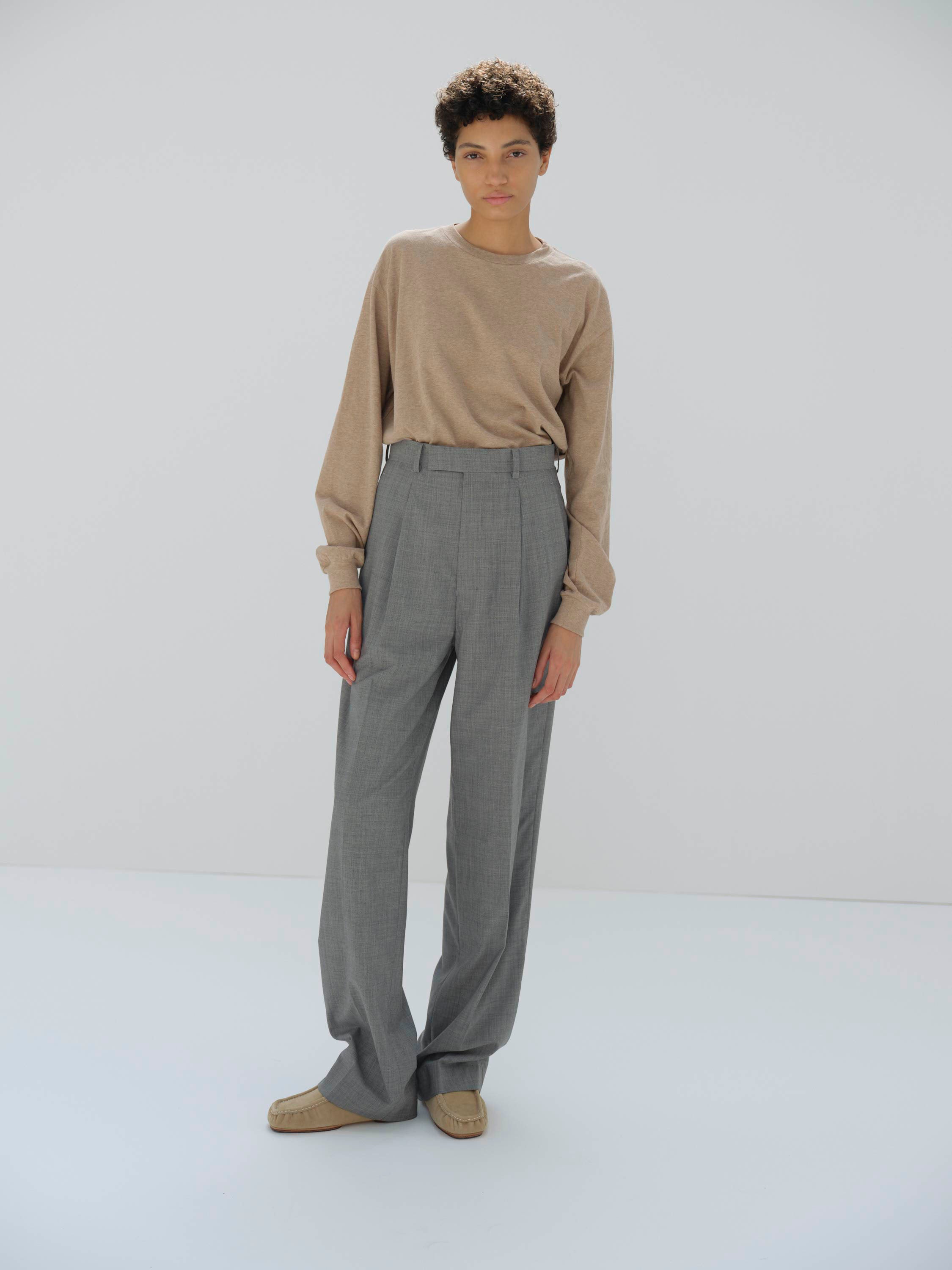 Hard Twist Cotton Cashmere L/S Tee - Top Beige (Women’s)